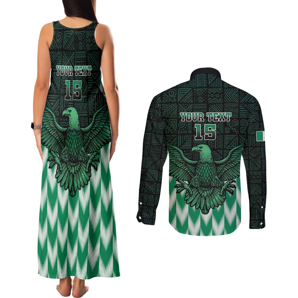Custom Nigeria Football Couples Matching Tank Maxi Dress and Long Sleeve Button Shirt Go Super Eagles Sporty Style - Wonder Print Shop