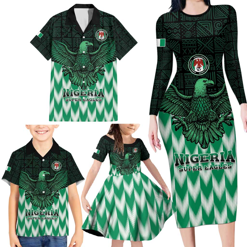 Custom Nigeria Football Family Matching Long Sleeve Bodycon Dress and Hawaiian Shirt Go Super Eagles Sporty Style - Wonder Print Shop
