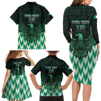 Custom Nigeria Football Family Matching Long Sleeve Bodycon Dress and Hawaiian Shirt Go Super Eagles Sporty Style - Wonder Print Shop