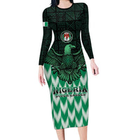 Custom Nigeria Football Family Matching Long Sleeve Bodycon Dress and Hawaiian Shirt Go Super Eagles Sporty Style - Wonder Print Shop