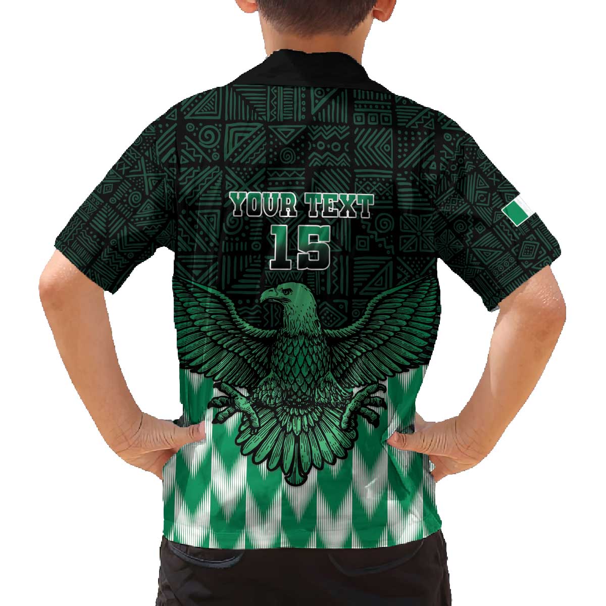 Custom Nigeria Football Family Matching Off The Shoulder Long Sleeve Dress and Hawaiian Shirt Go Super Eagles Sporty Style - Wonder Print Shop