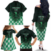 Custom Nigeria Football Family Matching Off The Shoulder Long Sleeve Dress and Hawaiian Shirt Go Super Eagles Sporty Style - Wonder Print Shop