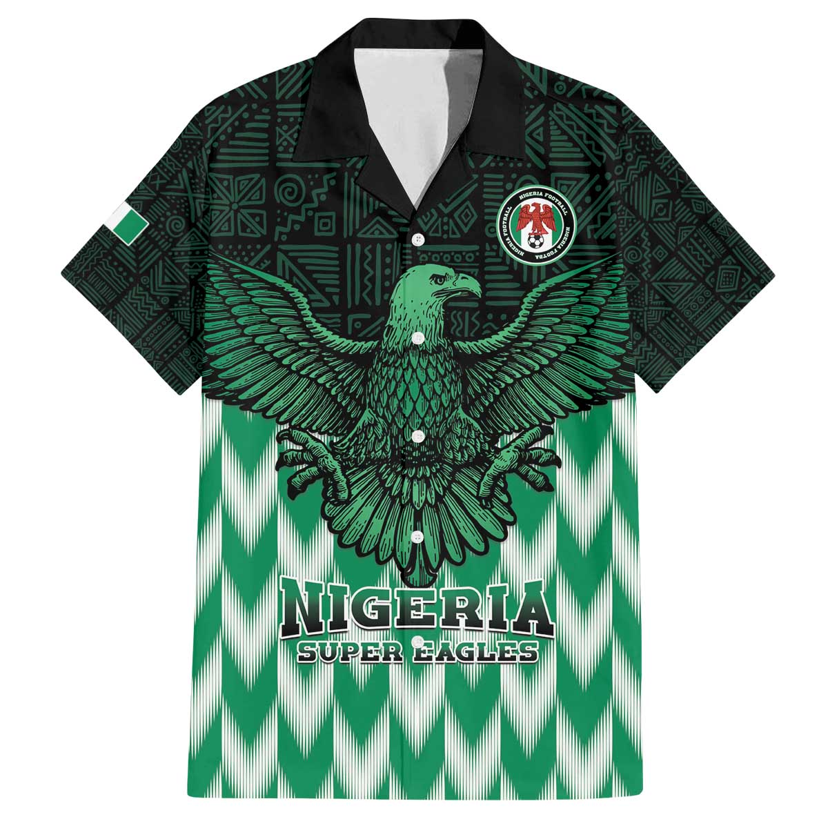 Custom Nigeria Football Family Matching Off The Shoulder Long Sleeve Dress and Hawaiian Shirt Go Super Eagles Sporty Style - Wonder Print Shop