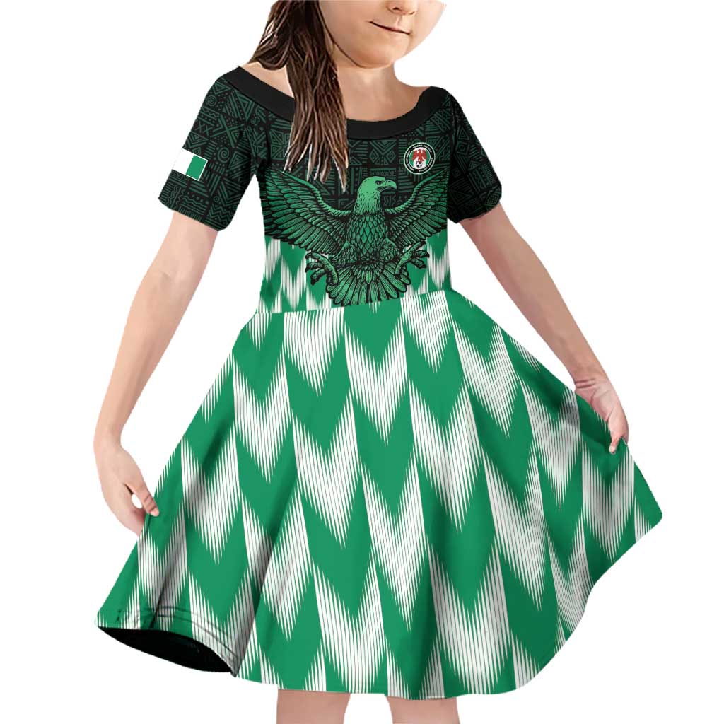 Custom Nigeria Football Family Matching Off Shoulder Short Dress and Hawaiian Shirt Go Super Eagles Sporty Style - Wonder Print Shop