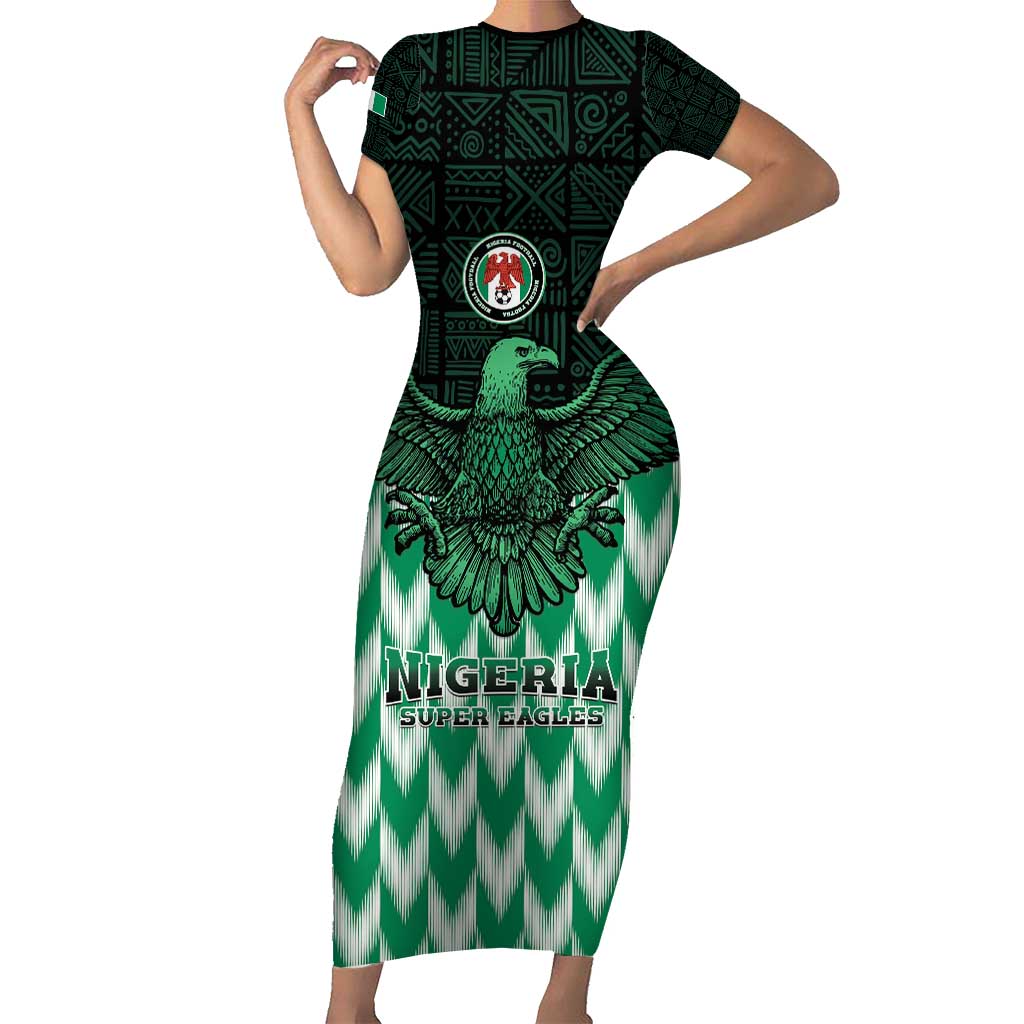 Custom Nigeria Football Short Sleeve Bodycon Dress Go Super Eagles Sporty Style - Wonder Print Shop
