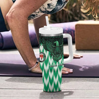 Custom Nigeria Football Tumbler With Handle Go Super Eagles Sporty Style - Wonder Print Shop
