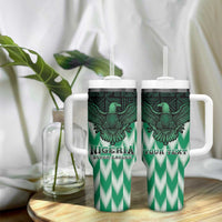 Custom Nigeria Football Tumbler With Handle Go Super Eagles Sporty Style - Wonder Print Shop