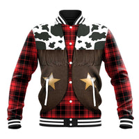 Cowboy Vest Costume Baseball Jacket Black Red Plaid Pattern - Wonder Print Shop