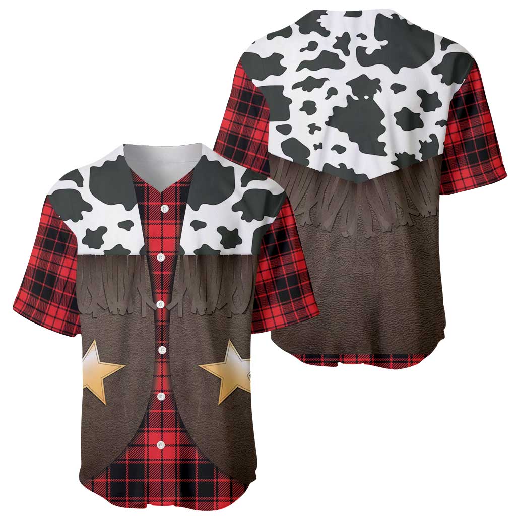 Cowboy Vest Costume Baseball Jersey Black Red Plaid Pattern - Wonder Print Shop