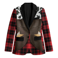 Cowboy Vest Costume Blazer Black Red Plaid Pattern - Wonder Print Shop