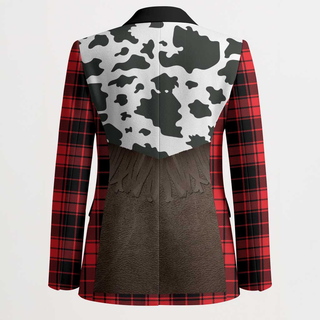 Cowboy Vest Costume Blazer Black Red Plaid Pattern - Wonder Print Shop