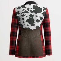 Cowboy Vest Costume Blazer Black Red Plaid Pattern - Wonder Print Shop