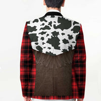 Cowboy Vest Costume Blazer Black Red Plaid Pattern - Wonder Print Shop