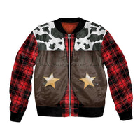 Cowboy Vest Costume Bomber Jacket Black Red Plaid Pattern - Wonder Print Shop