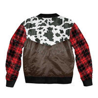 Cowboy Vest Costume Bomber Jacket Black Red Plaid Pattern - Wonder Print Shop