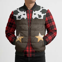 Cowboy Vest Costume Bomber Puffer Jacket Black Red Plaid Pattern - Wonder Print Shop