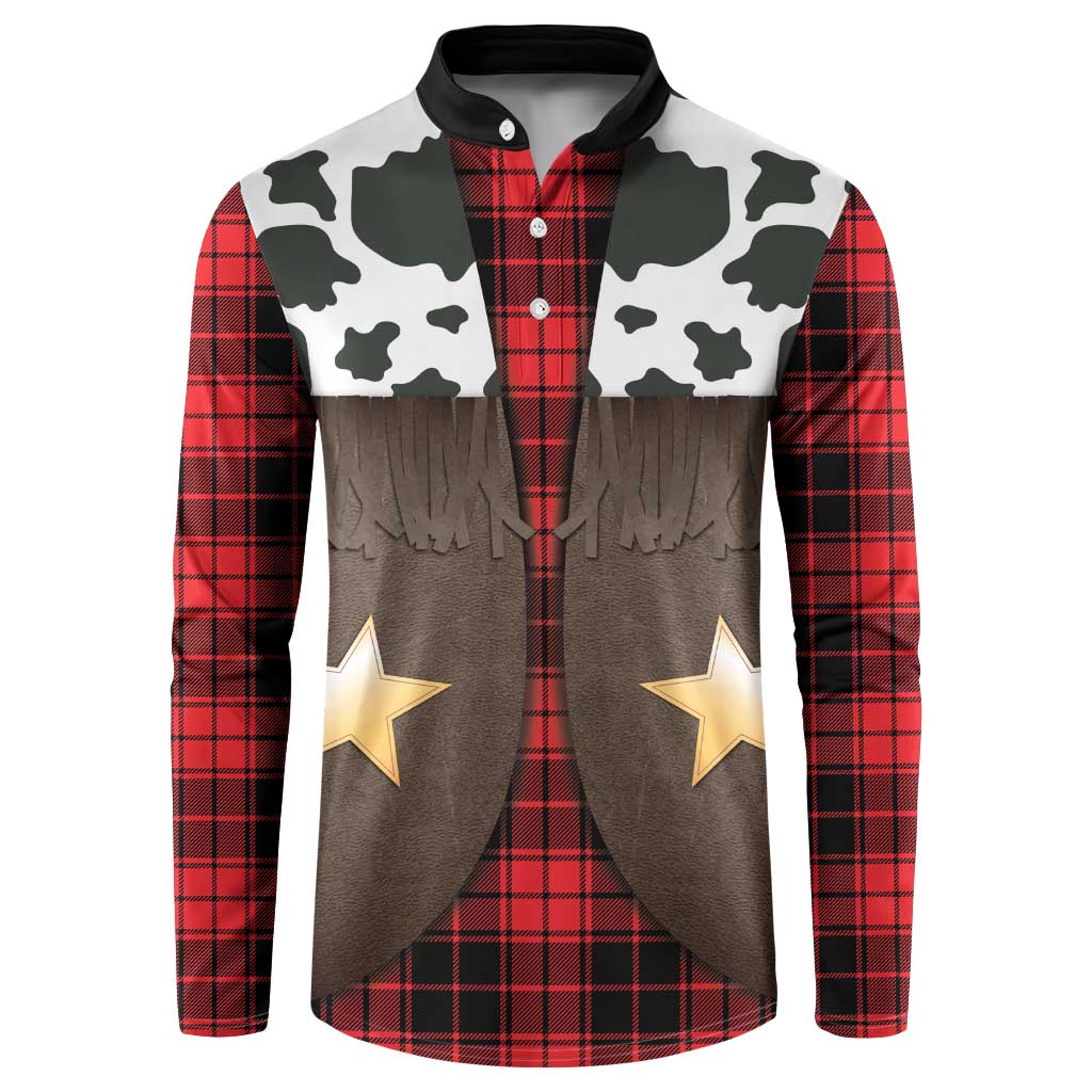 Cowboy Vest Costume Button Sweatshirt Black Red Plaid Pattern - Wonder Print Shop