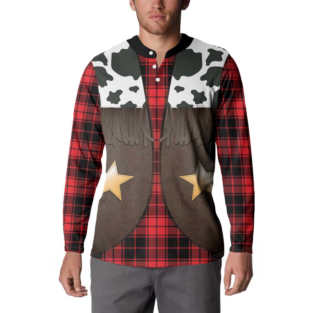 Cowboy Vest Costume Button Sweatshirt Black Red Plaid Pattern - Wonder Print Shop