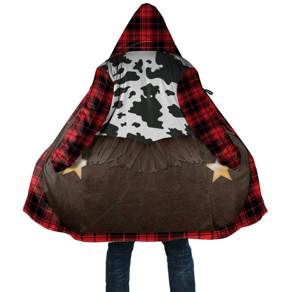Cowboy Vest Costume Cloak Black Red Plaid Pattern - Wonder Print Shop
