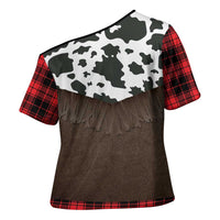 Cowboy Vest Costume Cross Shoulder Shirt Black Red Plaid Pattern - Wonder Print Shop