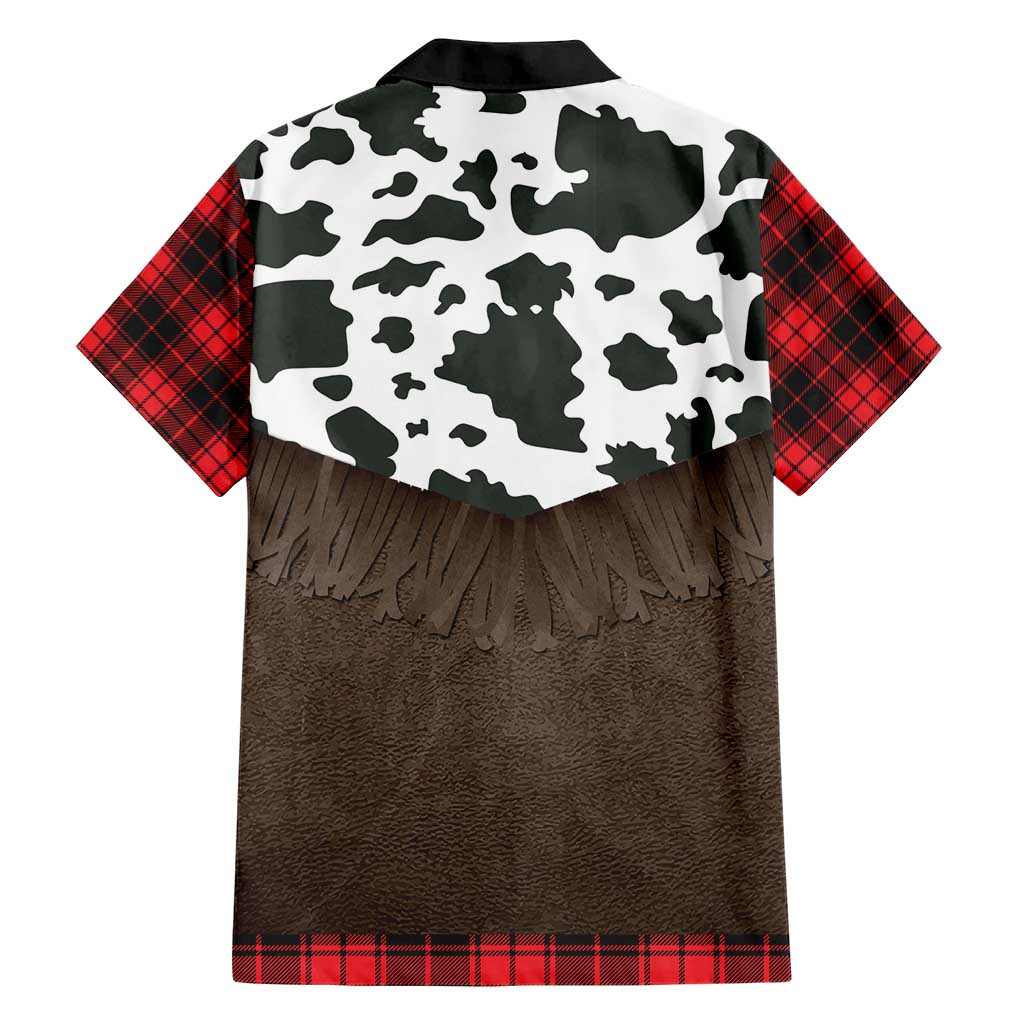 Cowboy Vest Costume Hawaiian Shirt Black Red Plaid Pattern - Wonder Print Shop