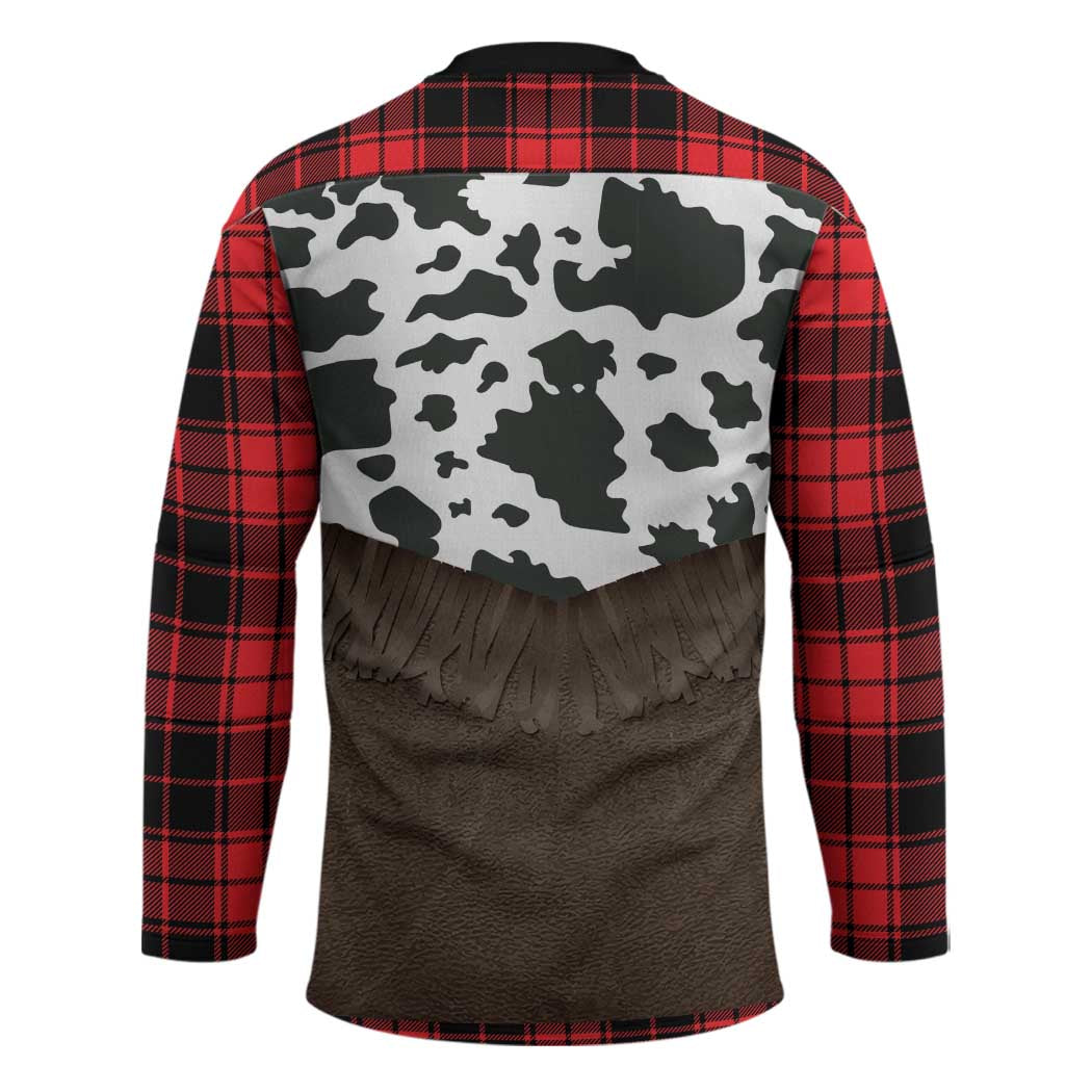 Cowboy Vest Costume Hockey Jersey Black Red Plaid Pattern - Wonder Print Shop