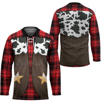 Cowboy Vest Costume Hockey Jersey Black Red Plaid Pattern - Wonder Print Shop