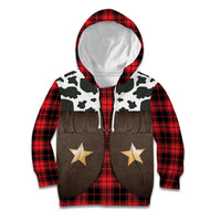 Cowboy Vest Costume Kid Hoodie Black Red Plaid Pattern - Wonder Print Shop