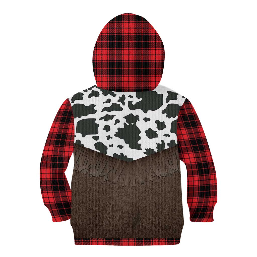 Cowboy Vest Costume Kid Hoodie Black Red Plaid Pattern - Wonder Print Shop