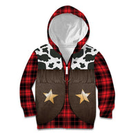 Cowboy Vest Costume Kid Hoodie Black Red Plaid Pattern - Wonder Print Shop