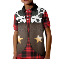 Cowboy Vest Costume Kid Polo Shirt Black Red Plaid Pattern - Wonder Print Shop