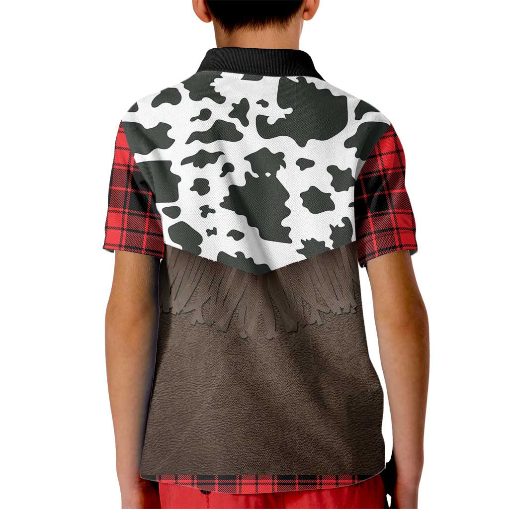 Cowboy Vest Costume Kid Polo Shirt Black Red Plaid Pattern - Wonder Print Shop