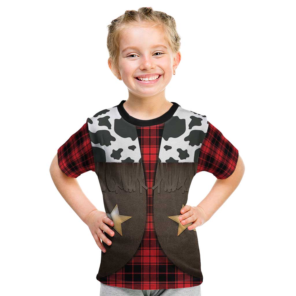 Cowboy Vest Costume Kid T Shirt Black Red Plaid Pattern - Wonder Print Shop