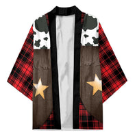Cowboy Vest Costume Kimono Black Red Plaid Pattern - Wonder Print Shop