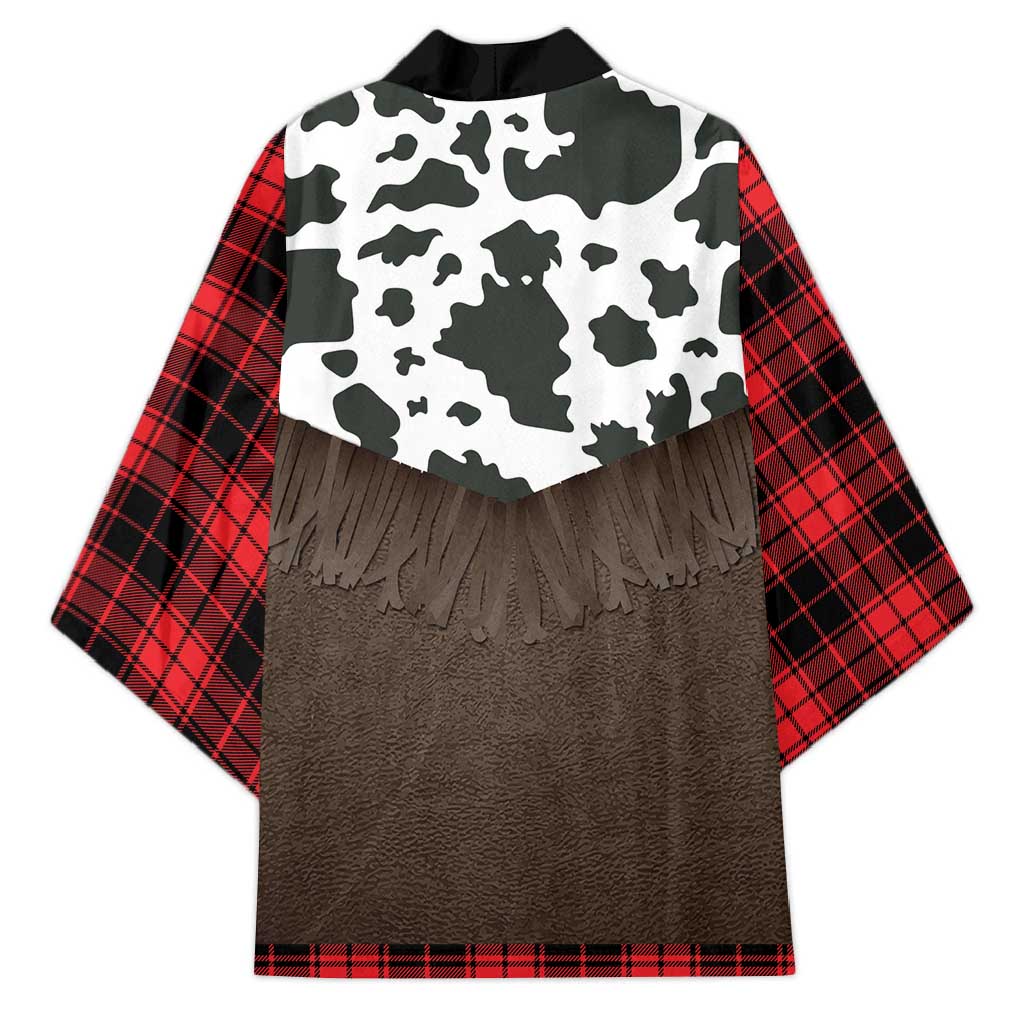 Cowboy Vest Costume Kimono Black Red Plaid Pattern - Wonder Print Shop