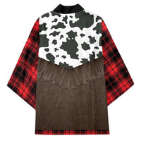Cowboy Vest Costume Kimono Black Red Plaid Pattern - Wonder Print Shop