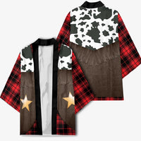 Cowboy Vest Costume Kimono Black Red Plaid Pattern - Wonder Print Shop