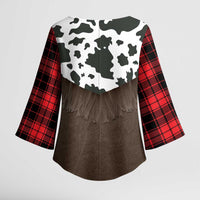 Cowboy Vest Costume Kimono Sleeve Blouse Black Red Plaid Pattern - Wonder Print Shop