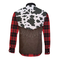 Cowboy Vest Costume Long Sleeve Button Shirt Black Red Plaid Pattern - Wonder Print Shop