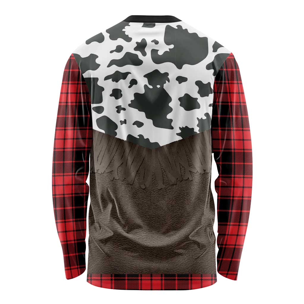 Cowboy Vest Costume Long Sleeve Shirt Black Red Plaid Pattern - Wonder Print Shop