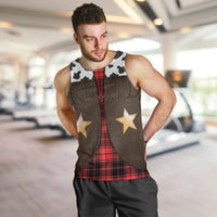 Cowboy Vest Costume Men Tank Top Black Red Plaid Pattern - Wonder Print Shop