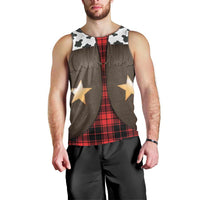 Cowboy Vest Costume Men Tank Top Black Red Plaid Pattern - Wonder Print Shop