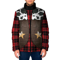 Cowboy Vest Costume Padded Jacket Black Red Plaid Pattern - Wonder Print Shop