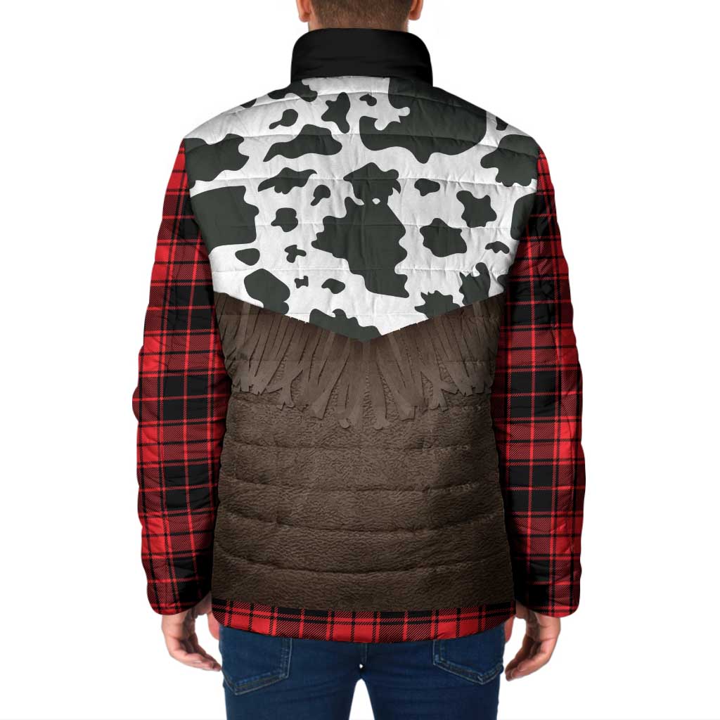 Cowboy Vest Costume Padded Jacket Black Red Plaid Pattern - Wonder Print Shop