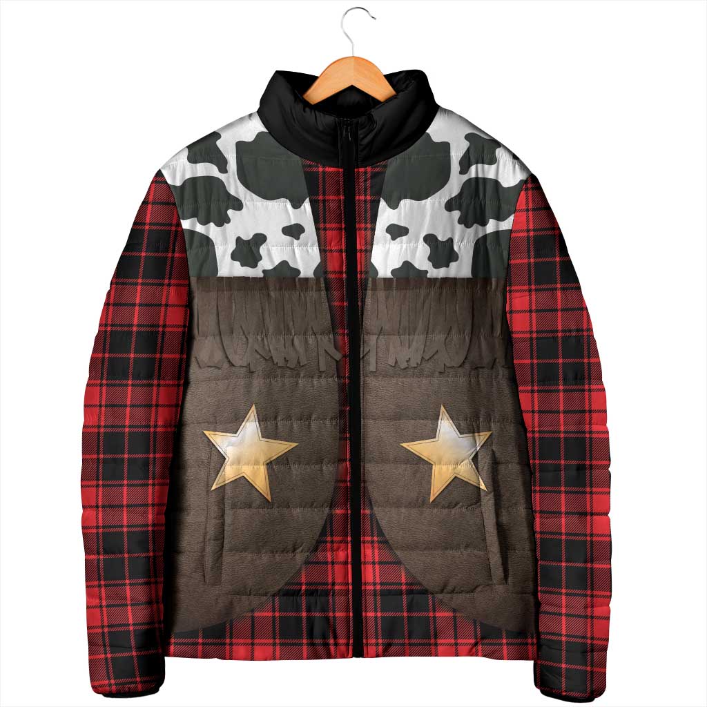 Cowboy Vest Costume Padded Jacket Black Red Plaid Pattern - Wonder Print Shop