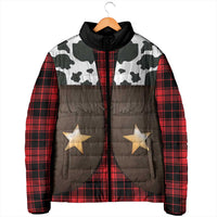 Cowboy Vest Costume Padded Jacket Black Red Plaid Pattern - Wonder Print Shop