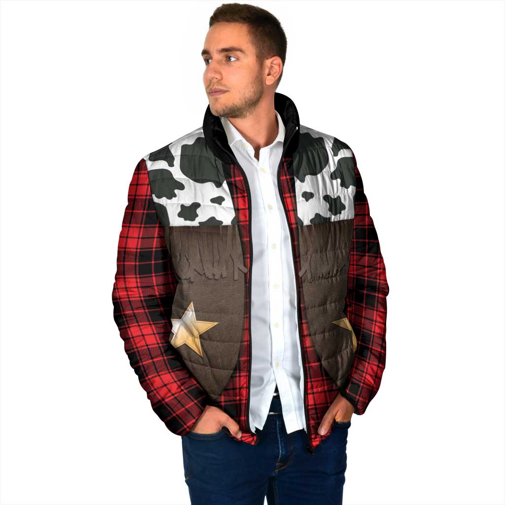Cowboy Vest Costume Padded Jacket Black Red Plaid Pattern - Wonder Print Shop