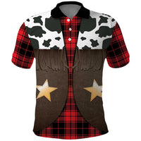 Cowboy Vest Costume Polo Shirt Black Red Plaid Pattern - Wonder Print Shop