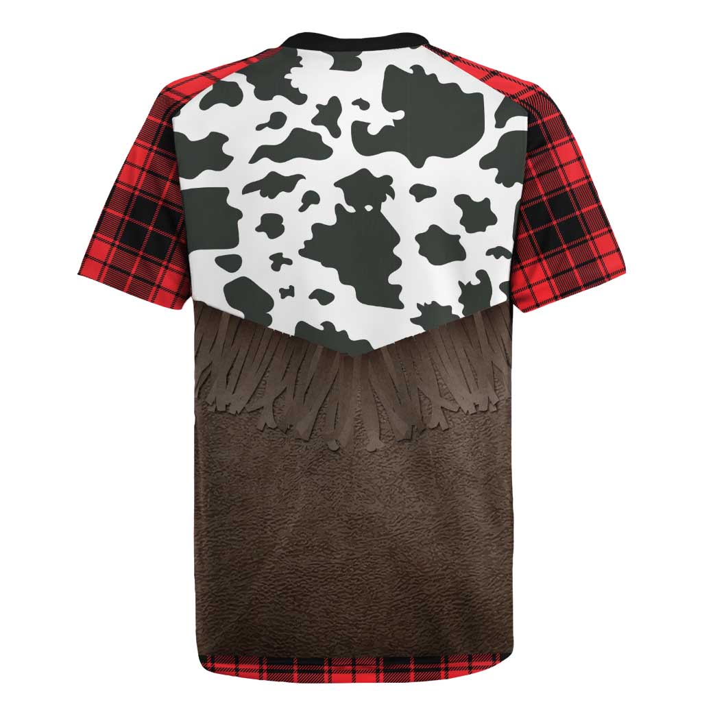 Cowboy Vest Costume Rugby Jersey Black Red Plaid Pattern - Wonder Print Shop
