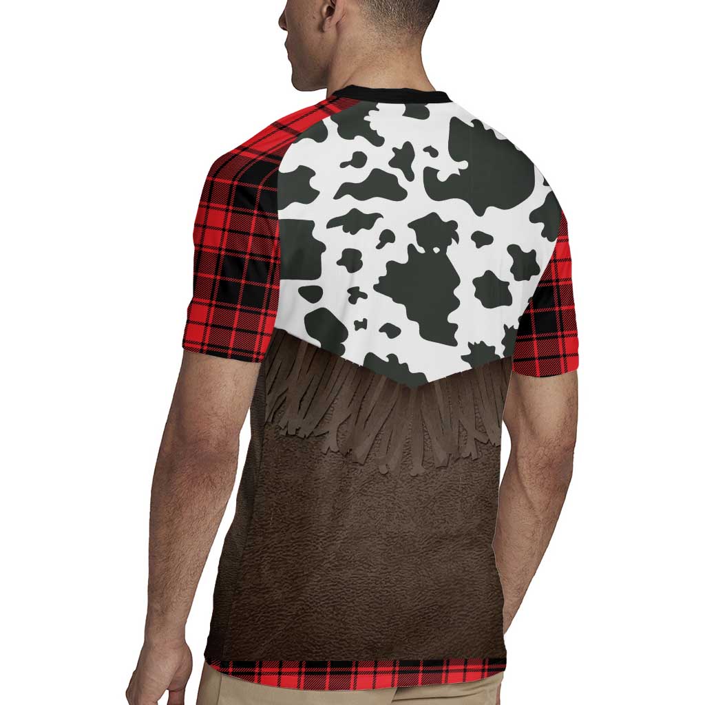Cowboy Vest Costume Rugby Jersey Black Red Plaid Pattern - Wonder Print Shop